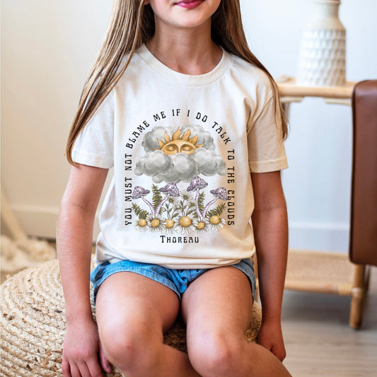 Mushroom Shirt Kids Thoreau Quote Sunshine Shirt Girls Literary Shirt Youth Bookish Gift Toddler Nature Shirt Poet Shirt Kids Light Academia