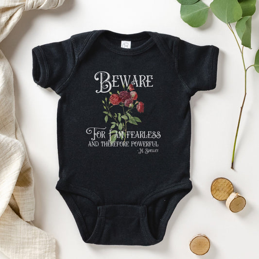 Dark Academia Baby Girl Bodysuit Feminist Baby Clothes Mary Shelley Quote Goth Baby Gothic Bookish Baby Dark Cottagecore Infant Girl Clothes