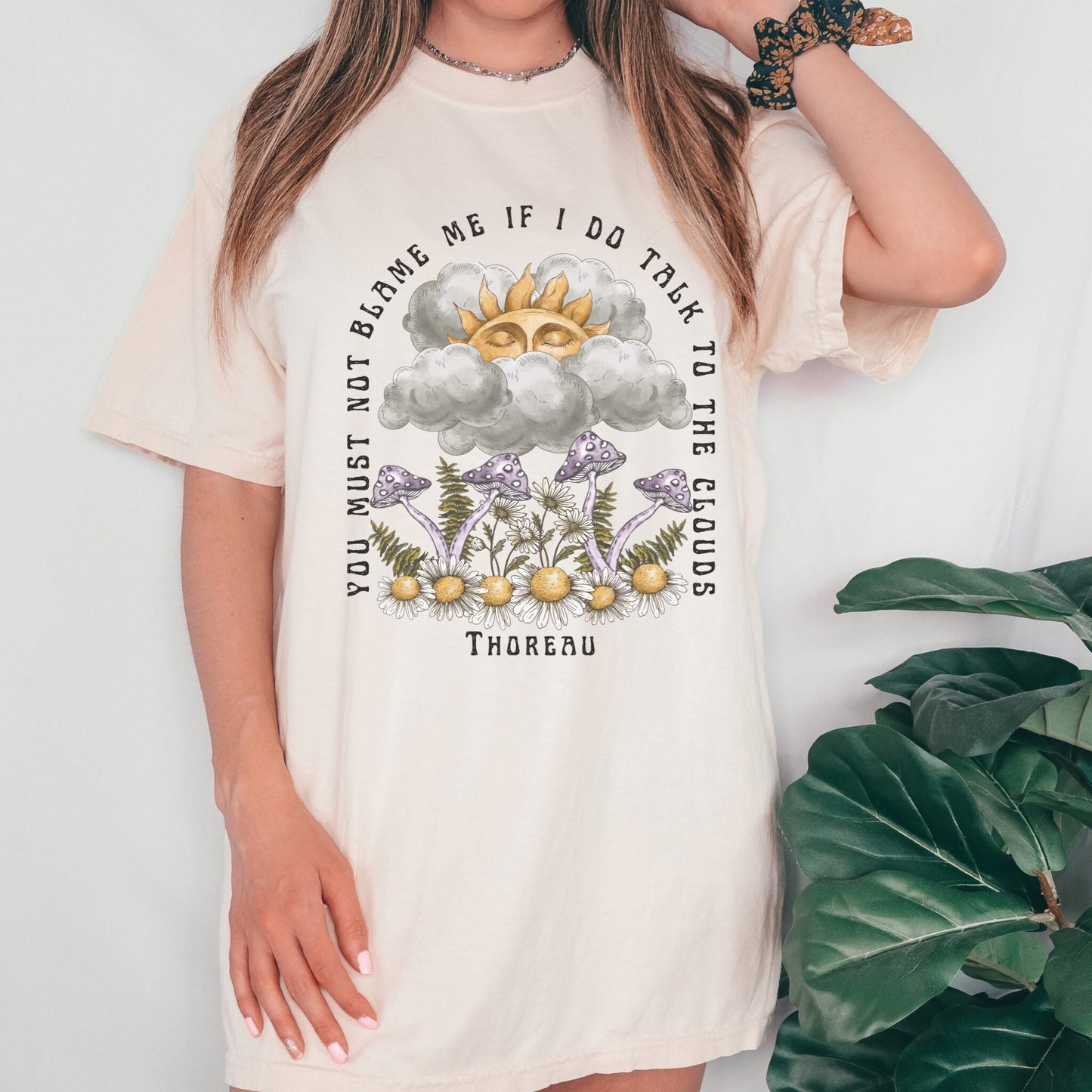 Mushroom Shirt Sunshine Comfort Colors® Henry David Thoreau Goblincore Poet Shirt Literary Forestcore Grunge Fairycore Nature Light Academia