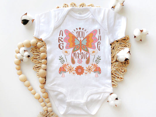 Butterfly Baby Clothes Magic Mushroom Baby Bodysuit Hippie Baby Girl Bodysuit Retro Floral Boho Butterfly Baby Shirt Fairy Core Baby Shower