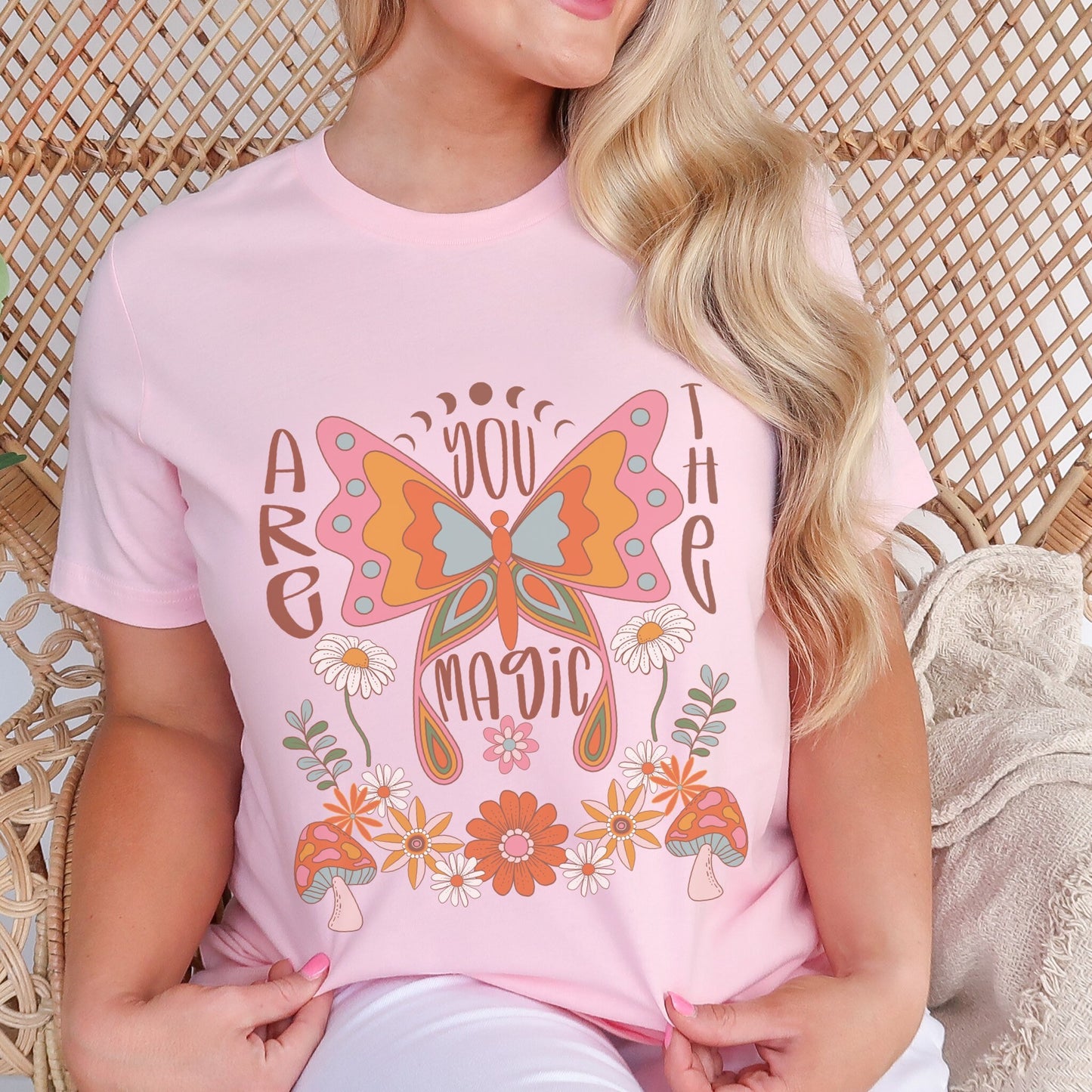 Boho Butterfly Shirt, Mushroom T-shirt, Mushroom Cottagecore Magic Mushroom Hippie Shirt Retro Flower Fairycore Bohemian Shirt Aesthetic Tee