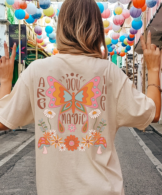 Retro Butterfly Comfort Colors® Shirt Boho Butterfly Shirt Magic Mushroom T-shirt Mushroom Cottagecore Retro Flowers Hippie Shirt Fairy-core