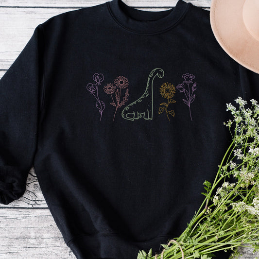 Dinosaur Sweatshirt For Women Adult Dinosaur Shirt Dino Shirt Woman Wildflower Dinosaur Shirt Cottagecore Sweatshirt Dinosaur Shirt Adult