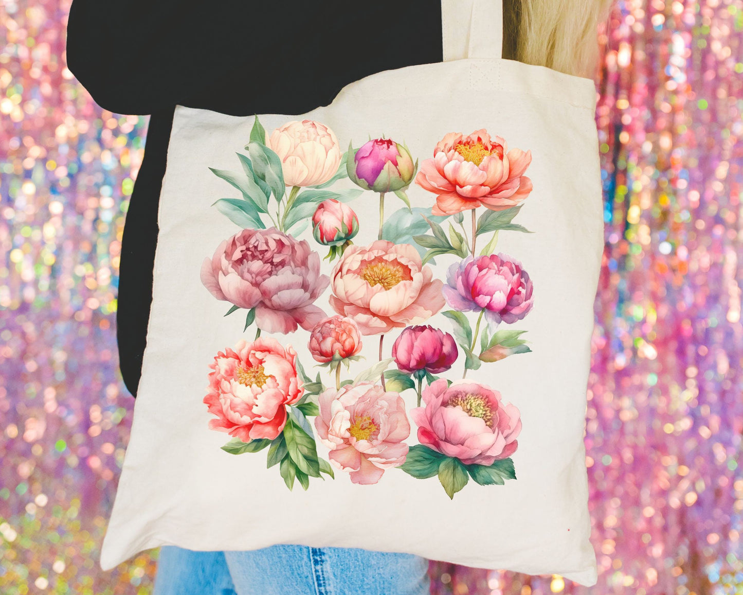 Peony Tote Bag, Peonies Bag, Cottagecore Tote Bag, Floral tote bag, BOHO tote Bag, Cute Tote Bags, Pretty Tote Bags, Peony Lover Gift Bag