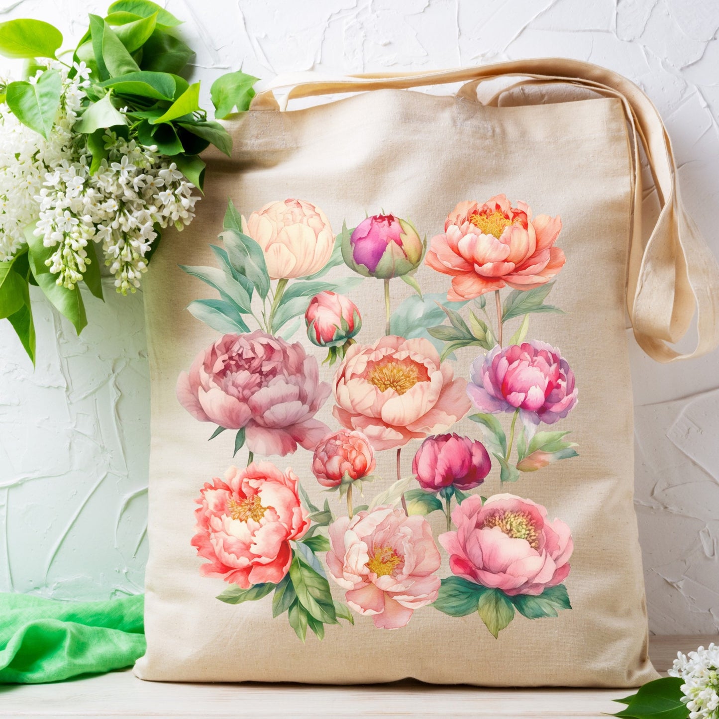Peony Tote Bag, Peonies Bag, Cottagecore Tote Bag, Floral tote bag, BOHO tote Bag, Cute Tote Bags, Pretty Tote Bags, Peony Lover Gift Bag
