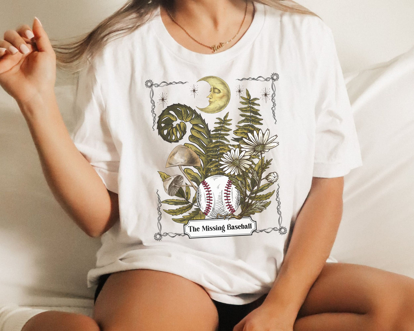 Missing Baseball, Baseball Shirt For Moms, Tarot Tshirt, Forest Shirt, Funny Baseball Shirt, Gift For Mom With Boys, Mystical Moon Mom Tee