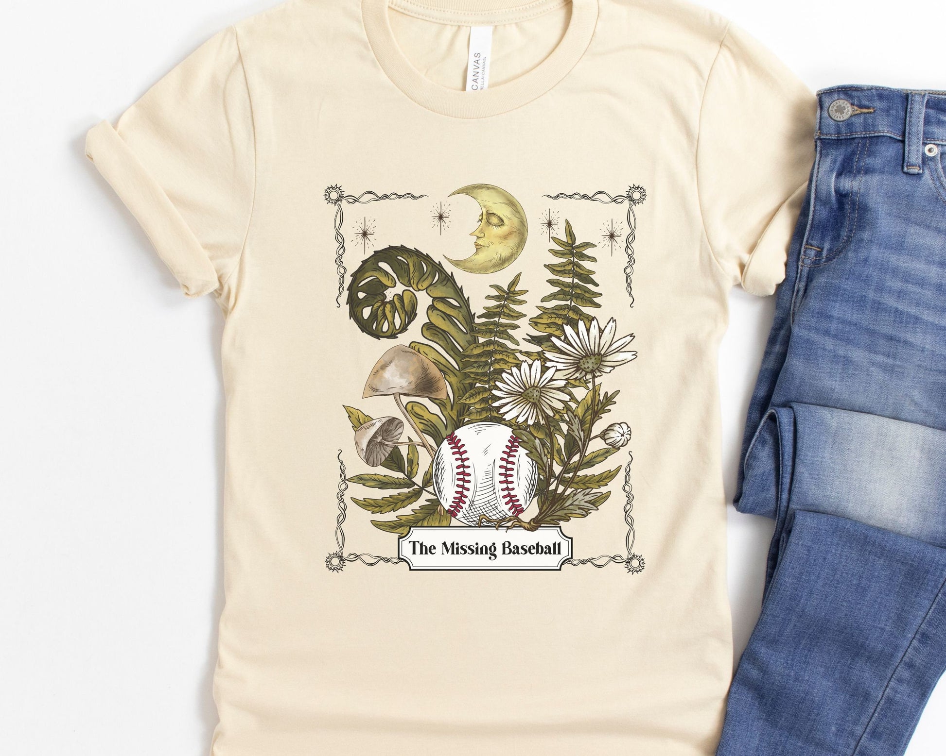 Missing Baseball, Baseball Shirt For Moms, Tarot Tshirt, Forest Shirt, Funny Baseball Shirt, Gift For Mom With Boys, Mystical Moon Mom Tee