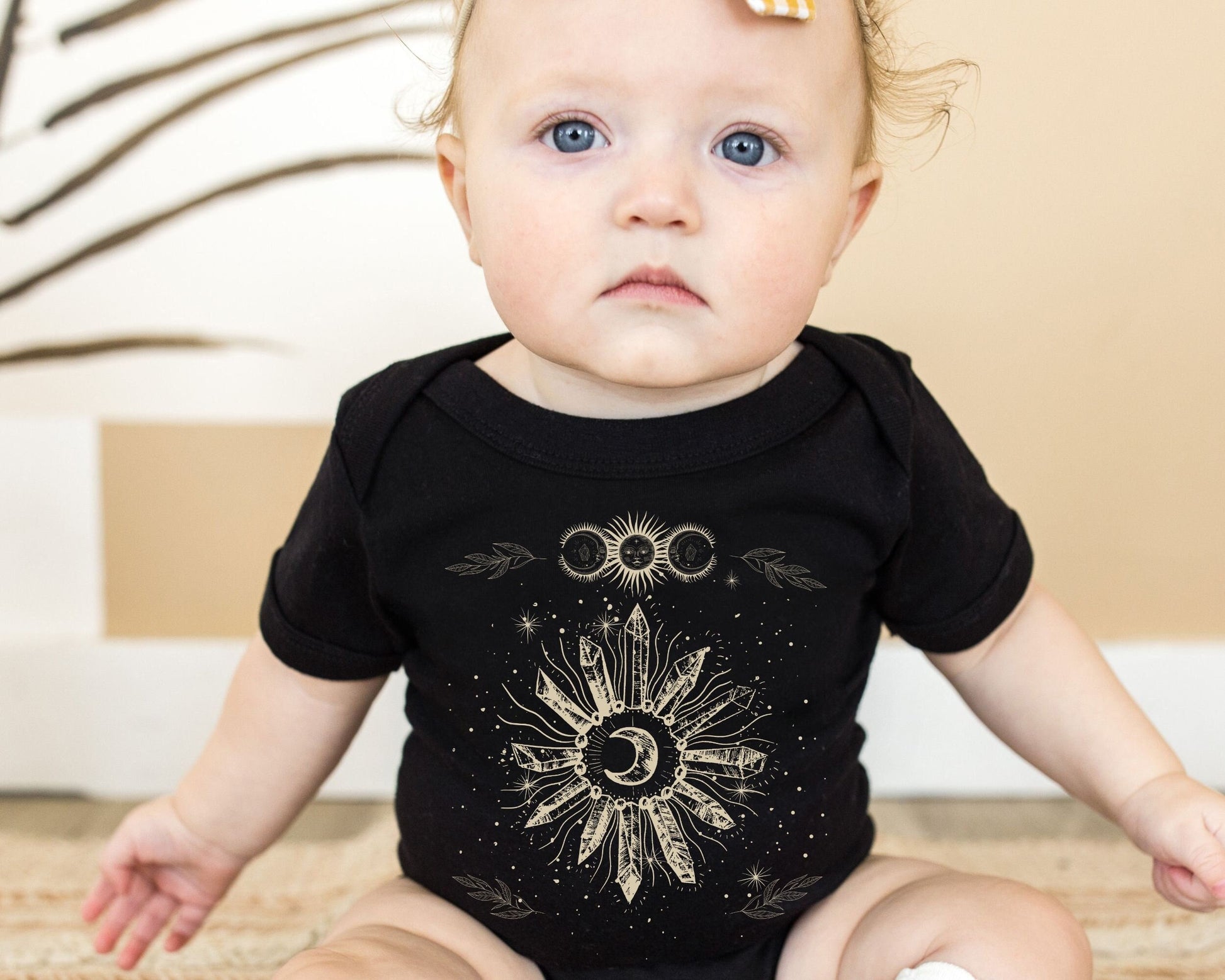 Sun and Moon Baby Bodysuit Boho Baby Bodysuit Mystical Baby Witchy Baby Clothes Goth Baby Clothes Alt Baby Shirt Hippie Crystal Bodysuit