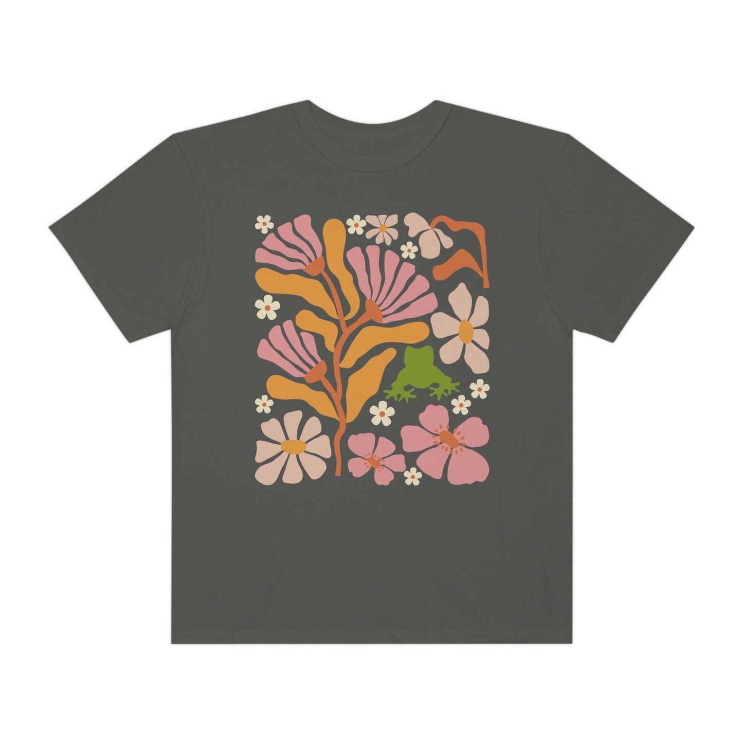 Frog Shirt Women, Frog TShirt, Comfort Colors® Shirt Art Nouveau Shirt Floral Shirt, Abstract Retro Flowers Shirt Boho Flowers Tee Cute Frog