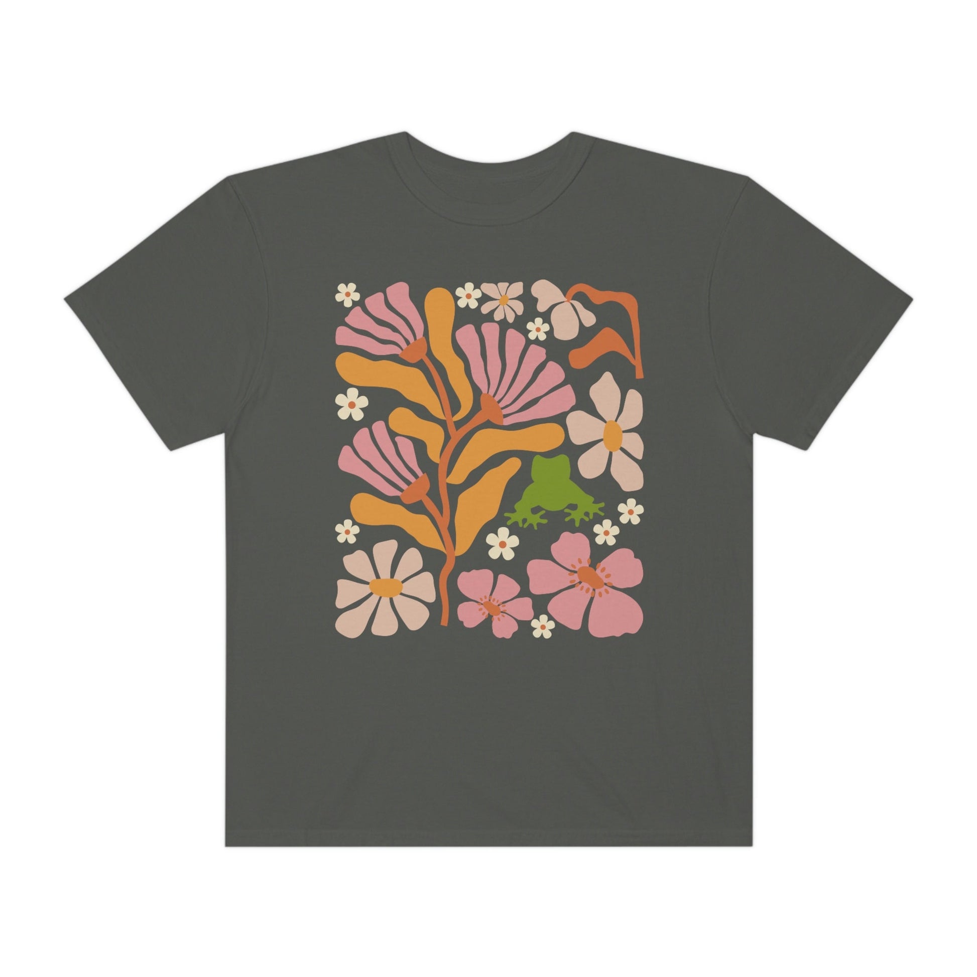 Frog Shirt Women, Frog TShirt, Comfort Colors® Shirt Art Nouveau Shirt Floral Shirt, Abstract Retro Flowers Shirt Boho Flowers Tee Cute Frog
