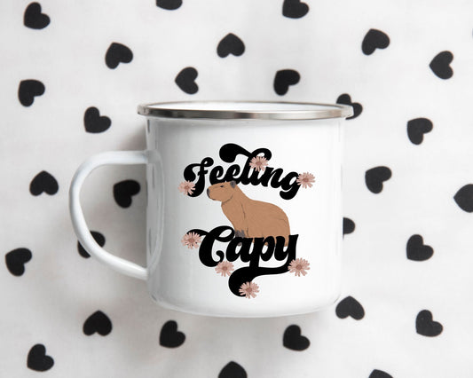 Capybara Camp Mug, Feeling Capy, Retro Capybara Mug, Capybara Gifts, Animal Lover Gift, Capybara Love, Cute Camping Mugs, Cute Animal Mugs