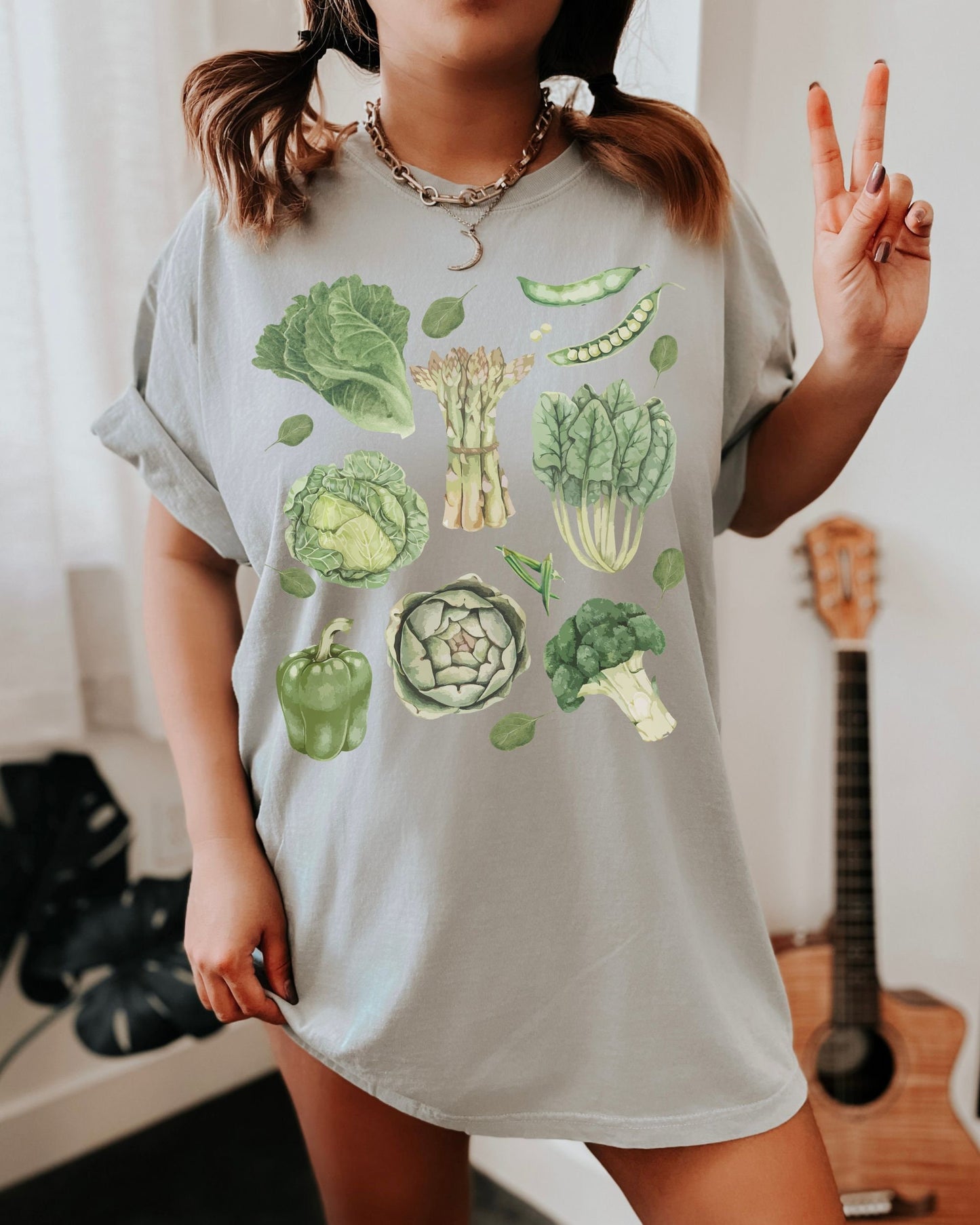 Veggie TShirt Comfort Colors Vegetable Shirt Vegetarian Shirt Vegan Shirt Green Vegetables Greens Lifestyle Fitness Tee Green Veggies Lover