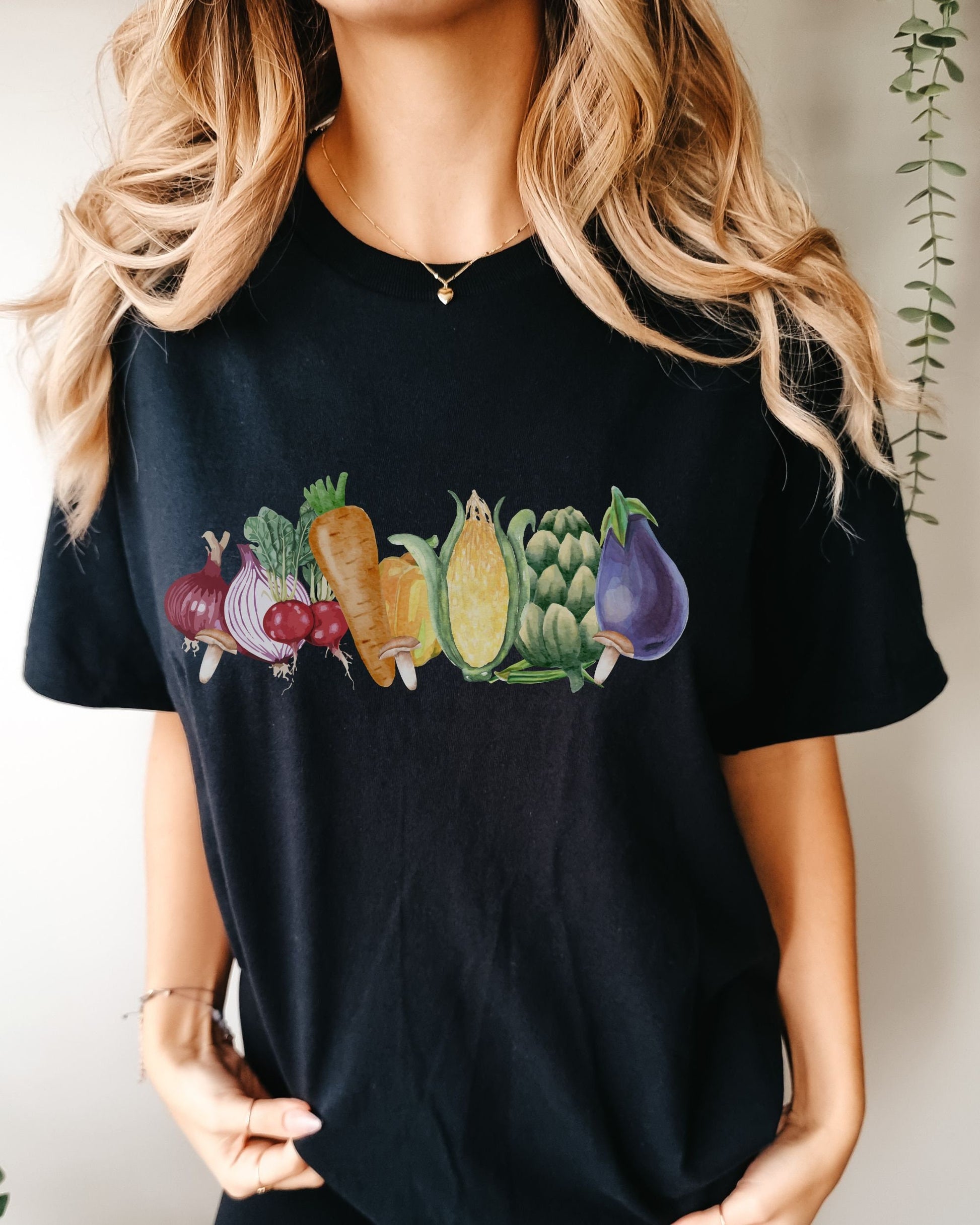 Rainbow Vegetable Comfort Colors Shirt Veggie Tshirt Mushroom Shirt Farm Shirt Boho Cottage Core Clothes Vegetarian Shirt Vegan Produce Tee