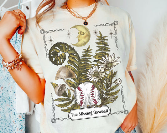The Missing Baseball Tarot Shirt, Comfort Colors® Baseball Shirt, Mushroom Shirt, Gift For Mom of Baseball Player Dad Gifts, Goblincore Tee