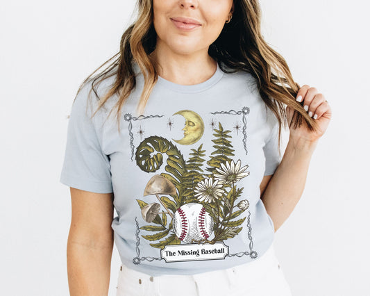 Missing Baseball, Baseball Shirt For Moms, Tarot Tshirt, Forest Shirt, Funny Baseball Shirt, Gift For Mom With Boys, Mystical Moon Mom Tee