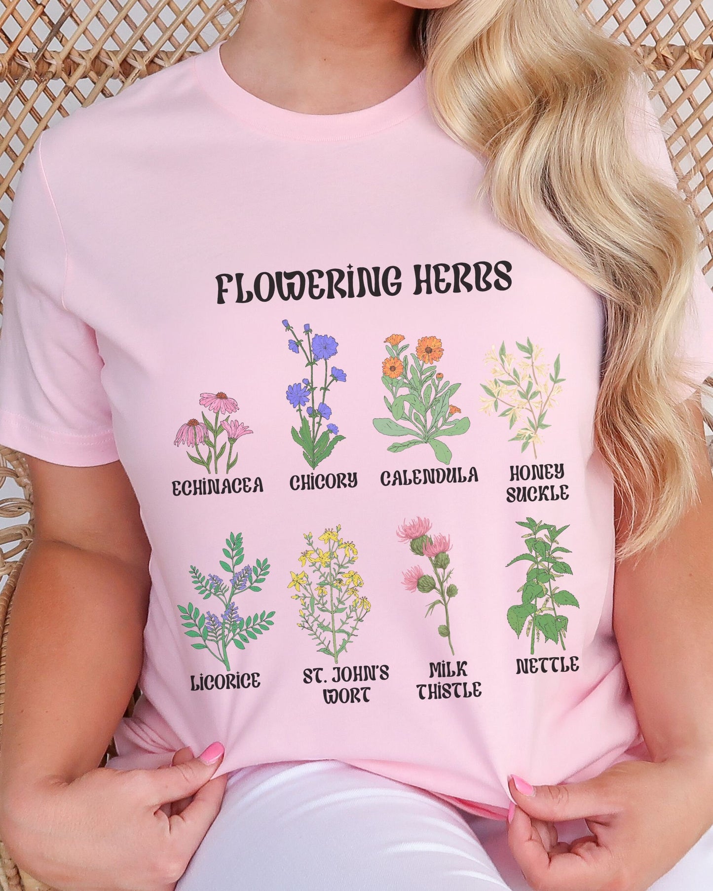 Flowering Herbs Shirt Witchy Herbs Tshirt Botanical Shirt Wild Flowers Shirt CottageCore Clothes Boho Flowers Shirt Gardening Shirt