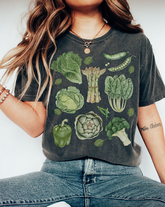 Veggie TShirt Comfort Colors Vegetable Shirt Vegetarian Shirt Vegan Shirt Green Vegetables Greens Lifestyle Fitness Tee Green Veggies Lover