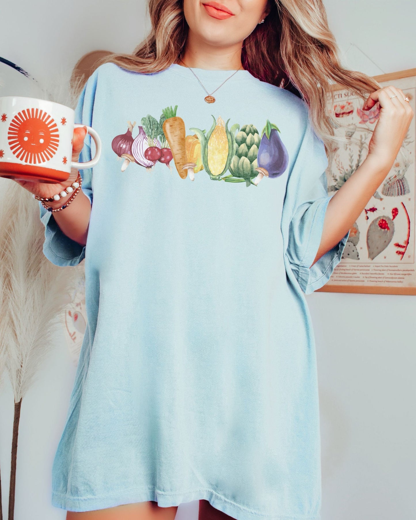 Rainbow Vegetable Comfort Colors Shirt Veggie Tshirt Mushroom Shirt Farm Shirt Boho Cottage Core Clothes Vegetarian Shirt Vegan Produce Tee