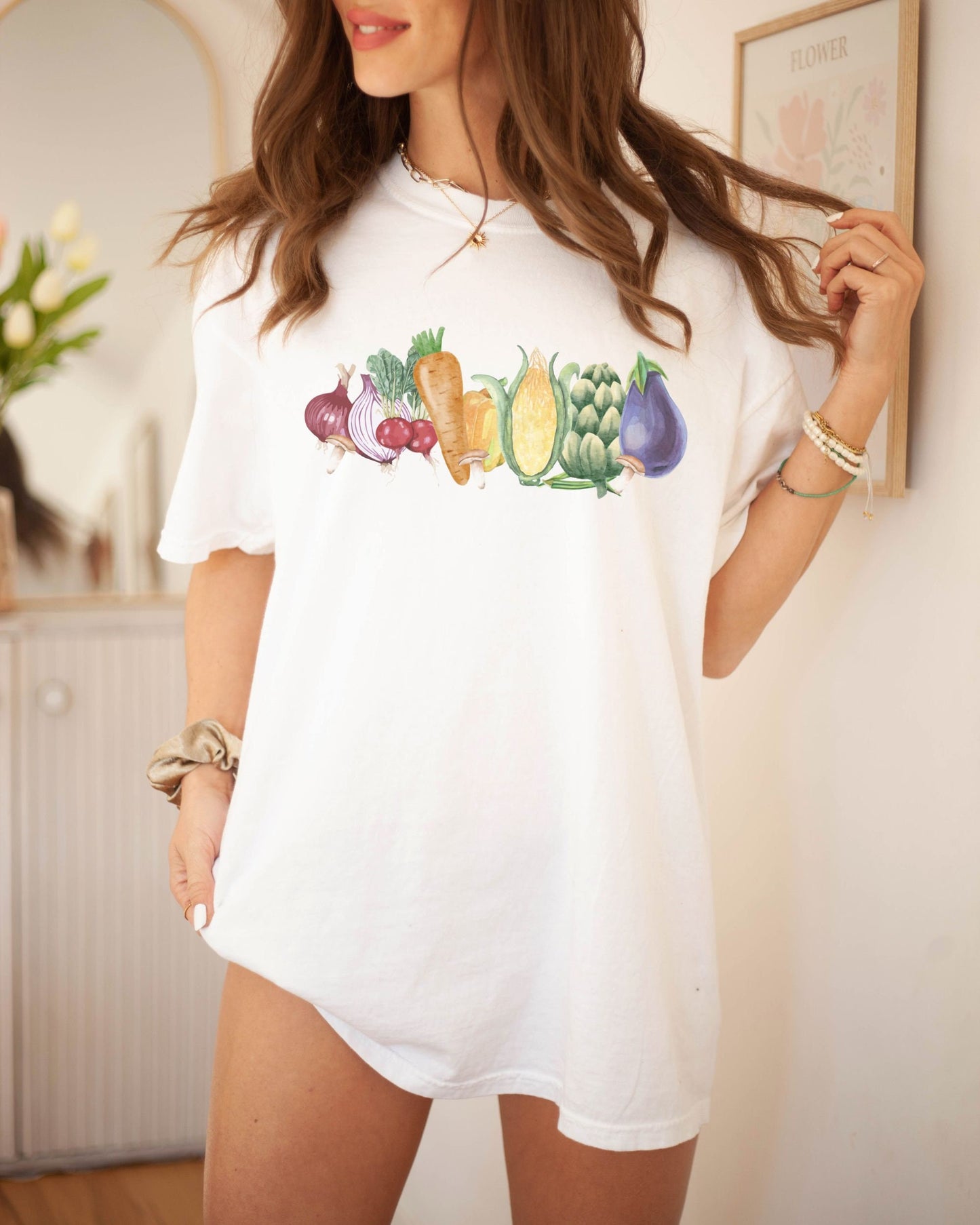 Rainbow Vegetable Comfort Colors Shirt Veggie Tshirt Mushroom Shirt Farm Shirt Boho Cottage Core Clothes Vegetarian Shirt Vegan Produce Tee