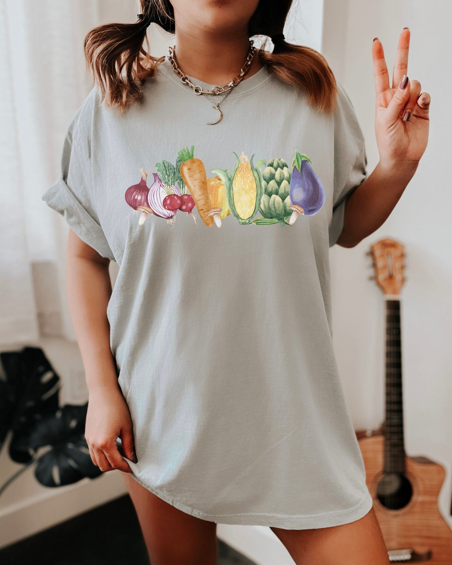 Rainbow Vegetable Comfort Colors Shirt Veggie Tshirt Mushroom Shirt Farm Shirt Boho Cottage Core Clothes Vegetarian Shirt Vegan Produce Tee
