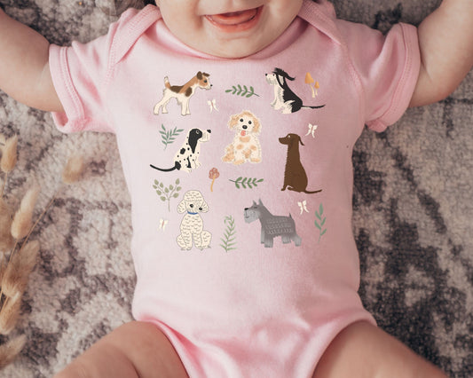 Dog Baby Bodysuit Cottage Core Baby Clothes Mushroom Baby Dog Lover Gift Puppy Shirt for Baby Infant Bodysuit Dog Lover Animal Lover Gift