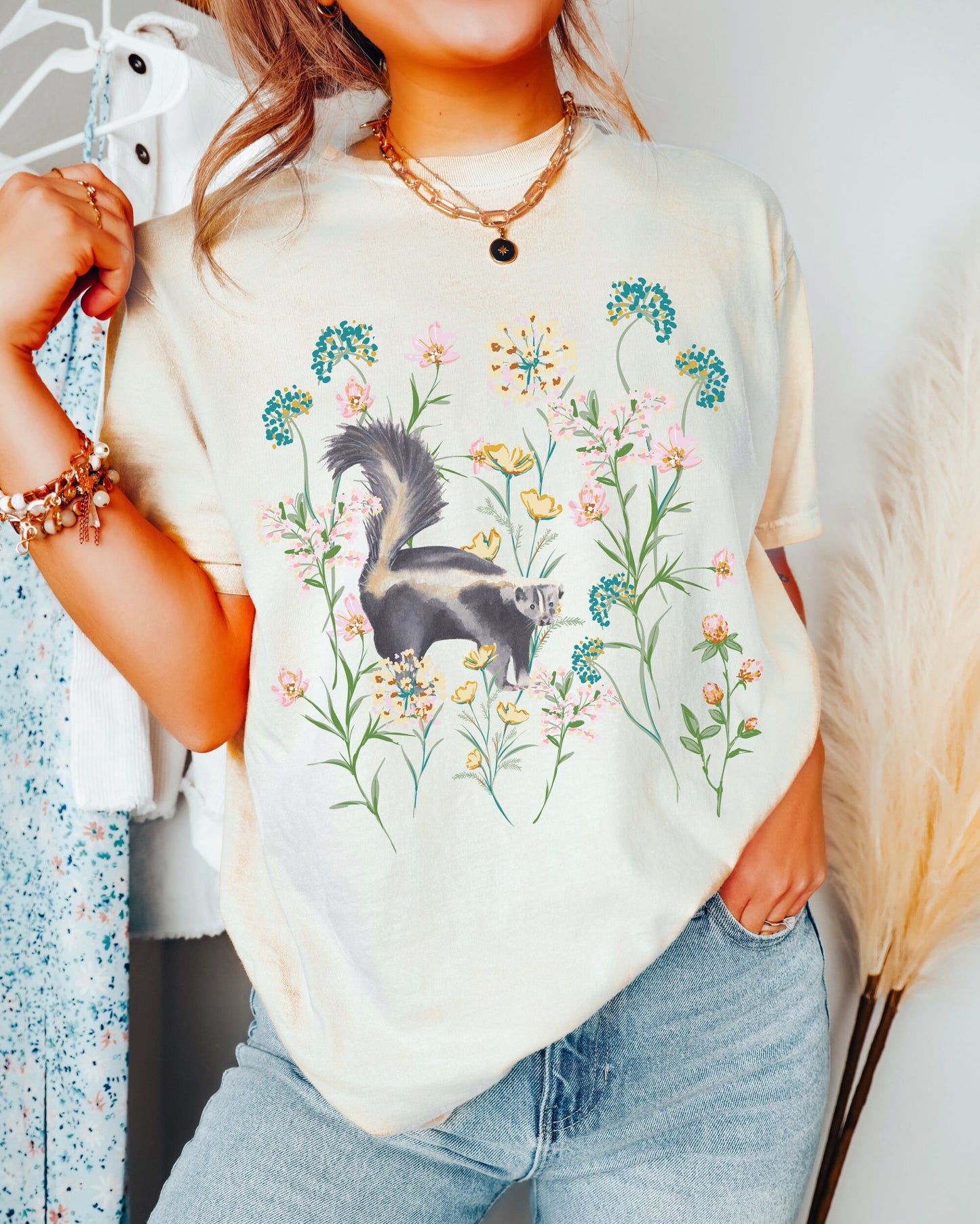Skunk Shirt Comfort Colors® Wild Flowers Shirt Goblincore Shirt Wild Flower Shirt Cottage Core Shirt Weird Shirts