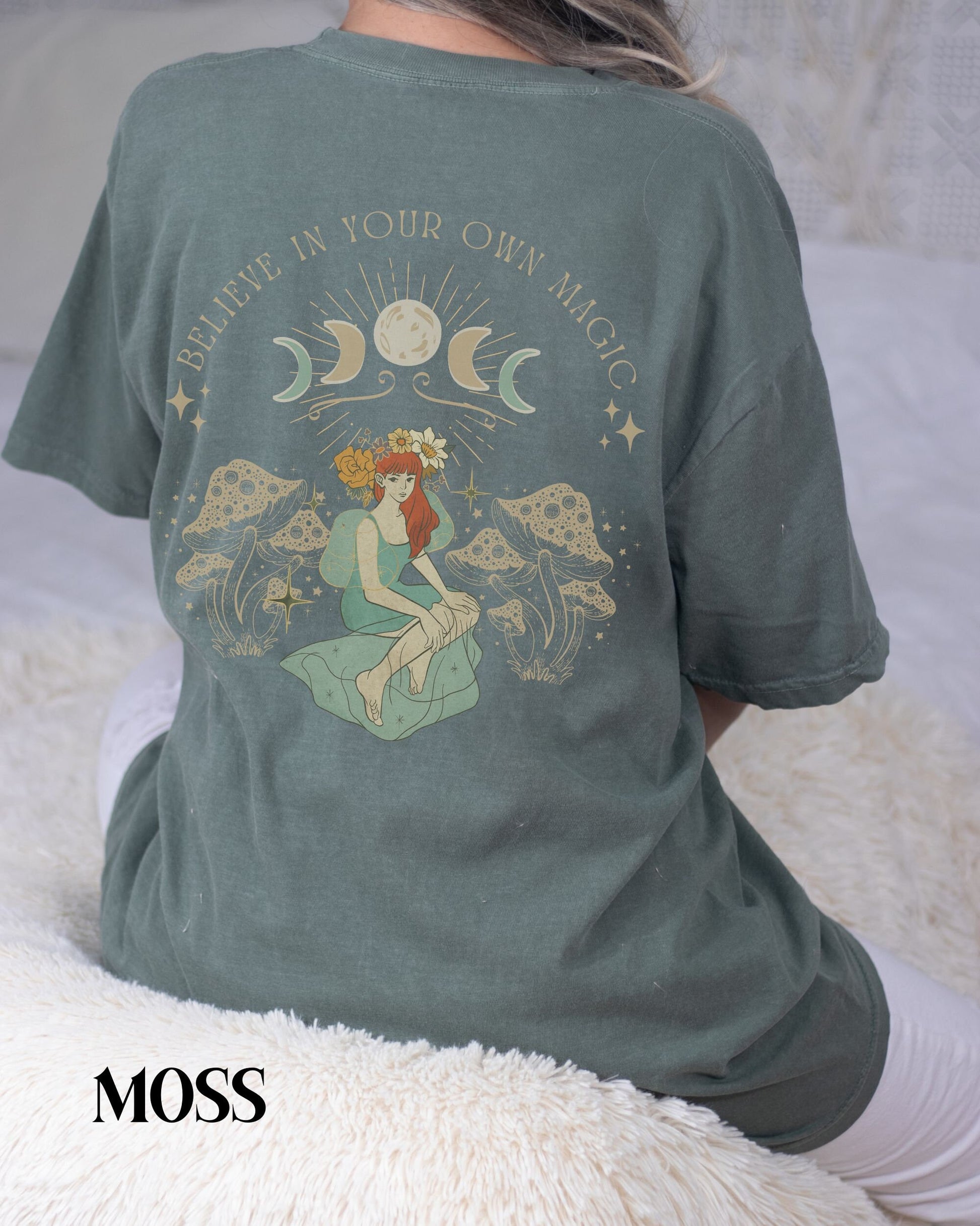 Fairycore Shirt Fairy Grunge Mushroom Shirt Moon Phases Shirt Dark Cottagecore Magic Mushroom Tshirt Whimsigoth Shirt Goth Cottagecore Tee