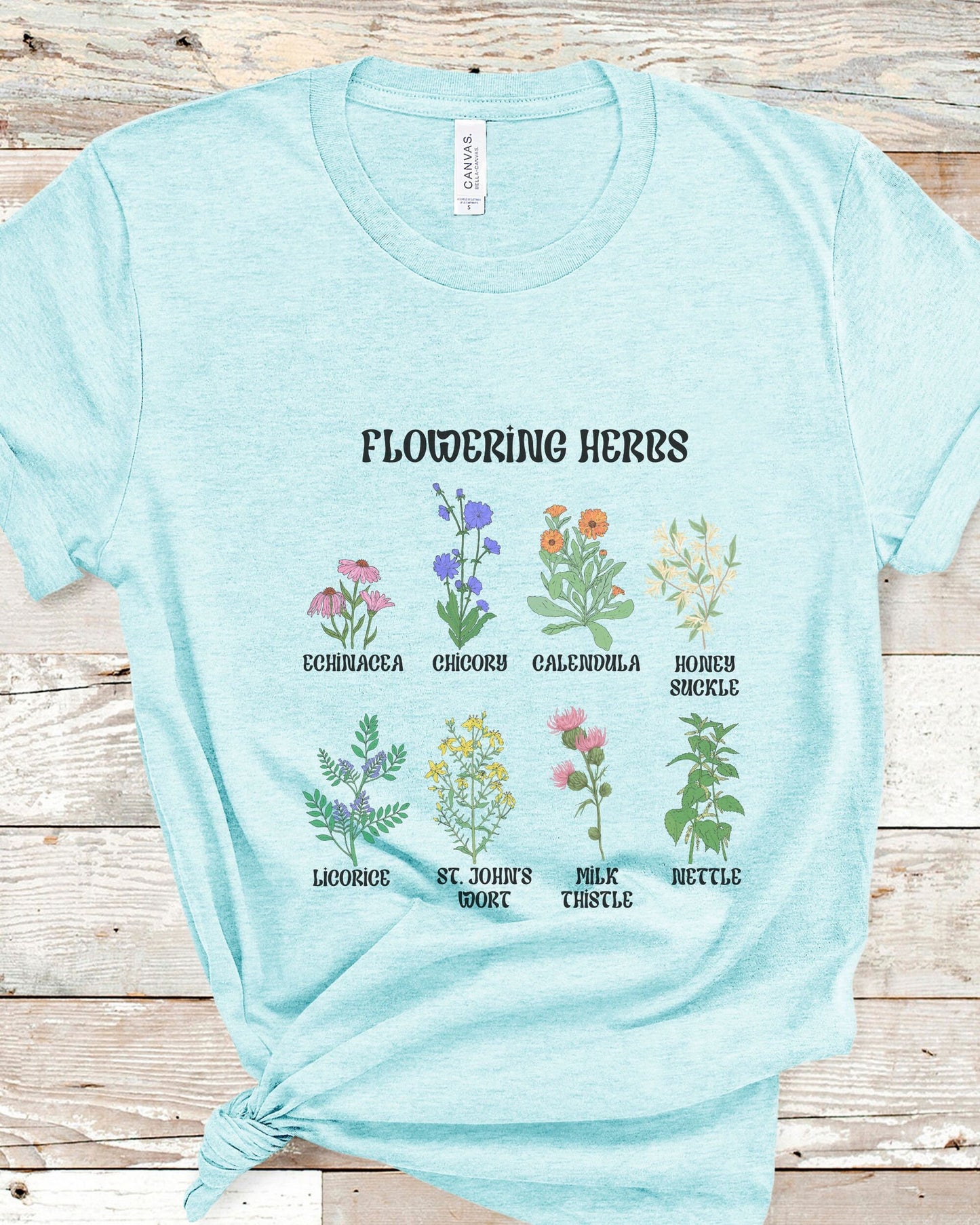 Flowering Herbs Shirt Witchy Herbs Tshirt Botanical Shirt Wild Flowers Shirt CottageCore Clothes Boho Flowers Shirt Gardening Shirt