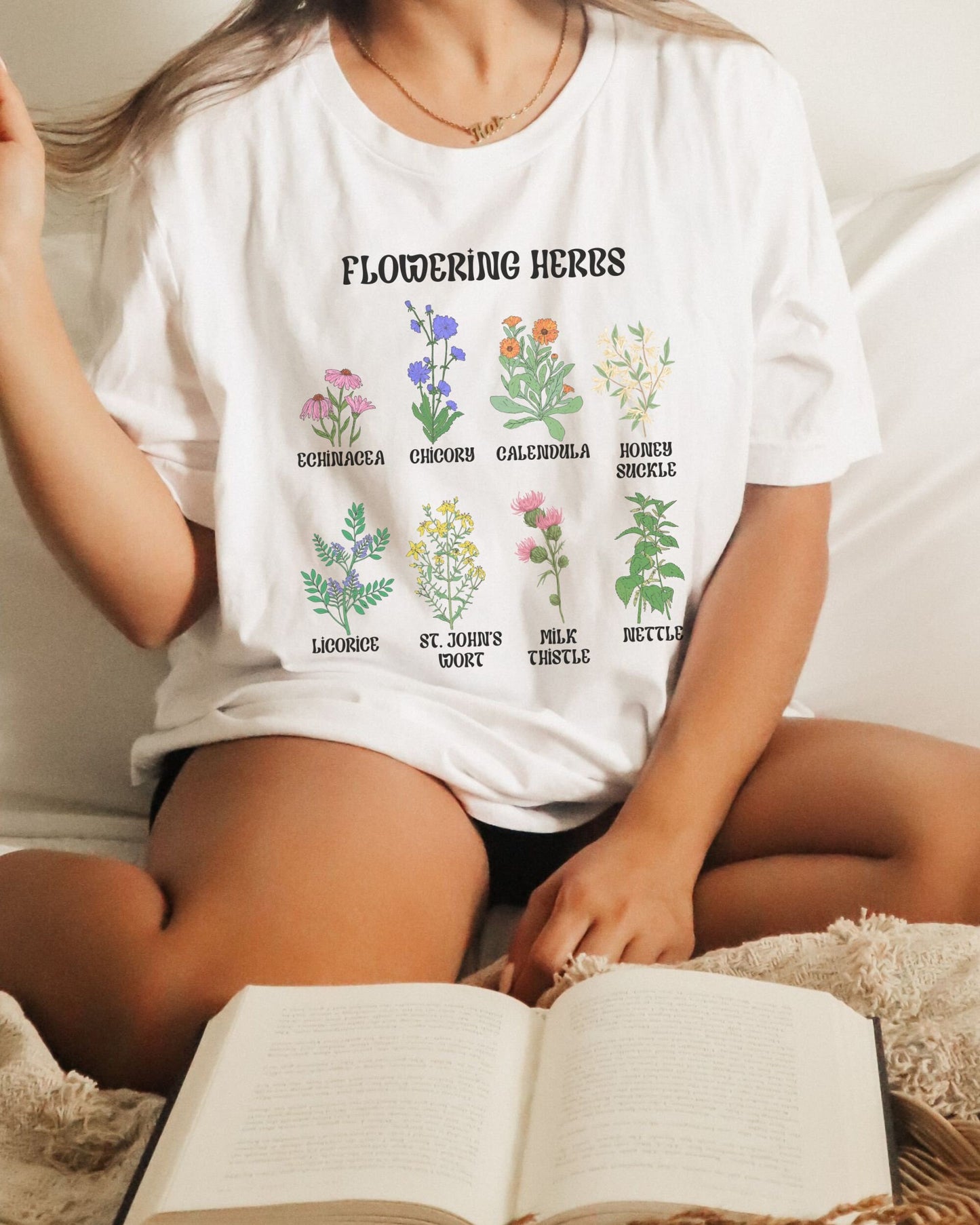 Flowering Herbs Shirt Witchy Herbs Tshirt Botanical Shirt Wild Flowers Shirt CottageCore Clothes Boho Flowers Shirt Gardening Shirt