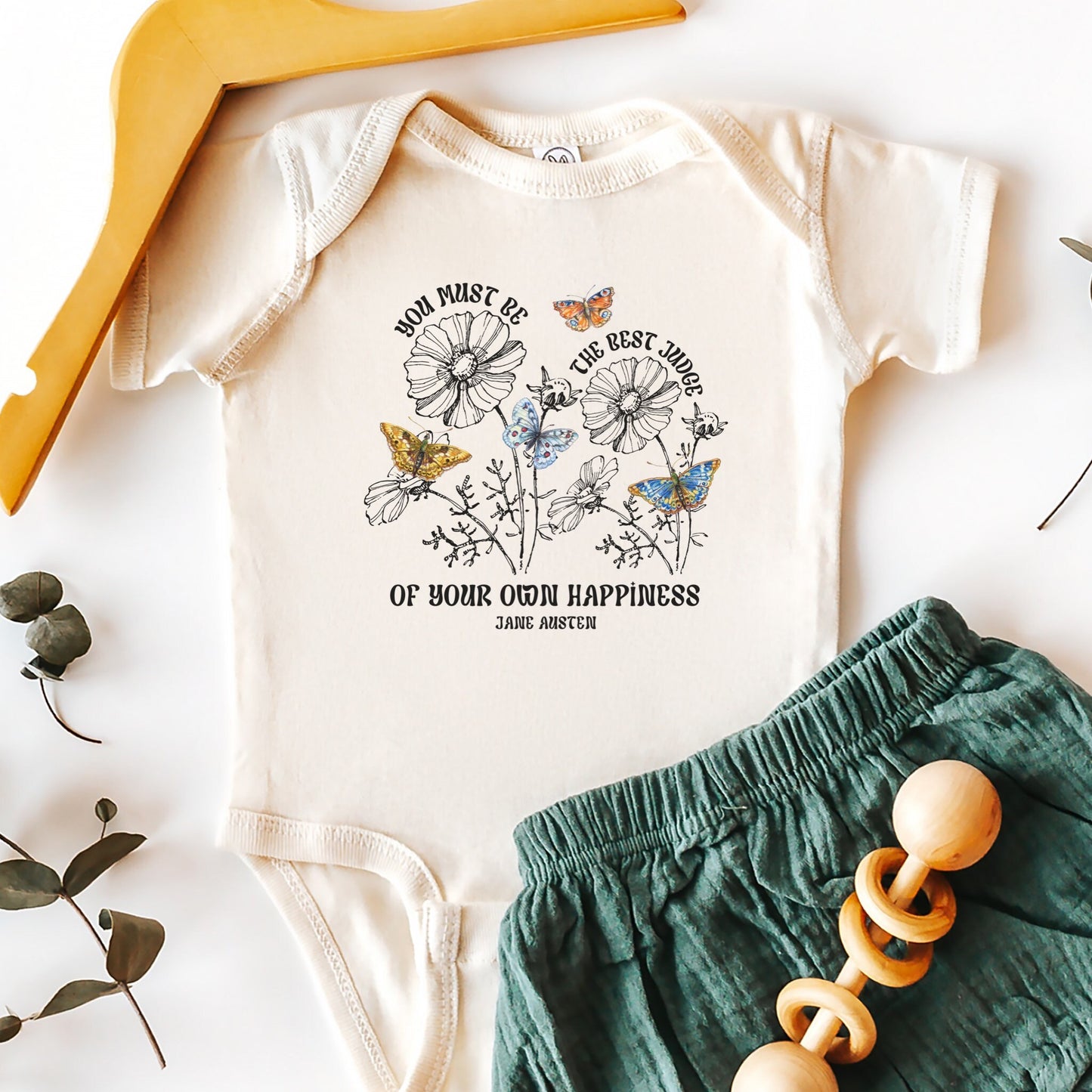 Jane Austen Baby Gifts, Jane Austen Bodysuit, Bookish Baby, Literary Baby, Cottagecore Baby Bodysuit, Butterfly Bodysuit, Baby Girl Clothes