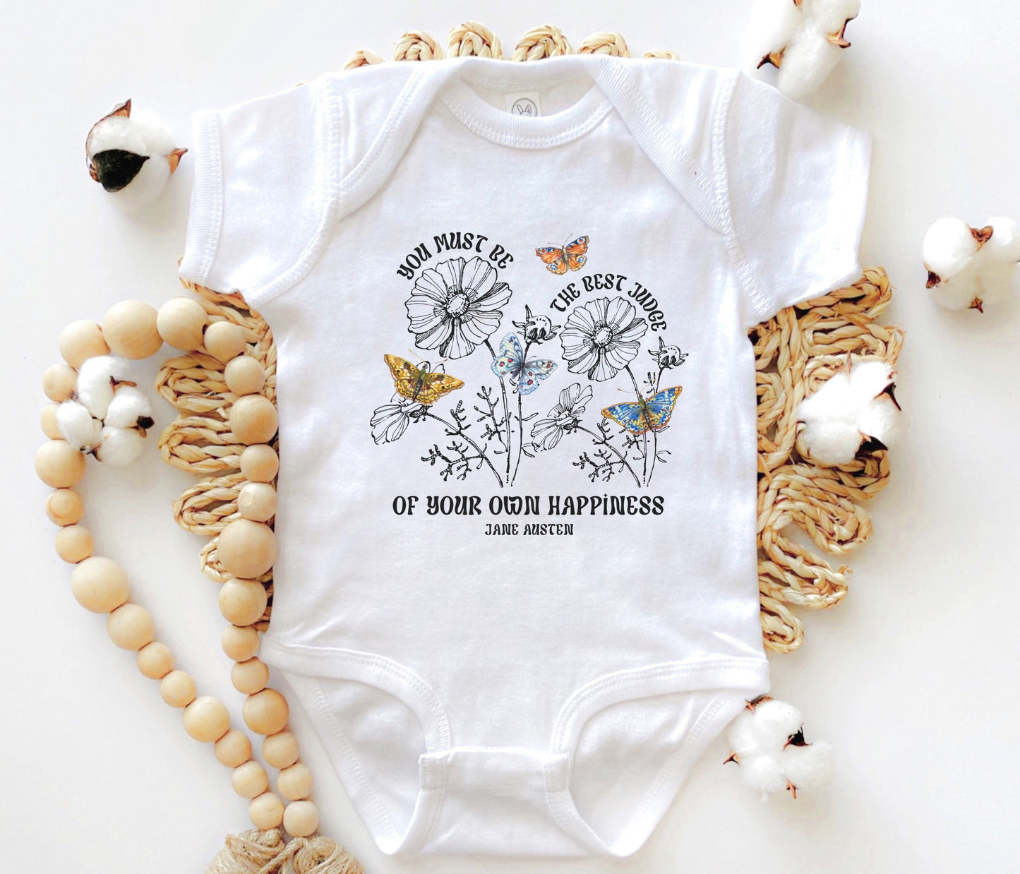 Jane Austen Baby Gifts, Jane Austen Bodysuit, Bookish Baby, Literary Baby, Cottagecore Baby Bodysuit, Butterfly Bodysuit, Baby Girl Clothes