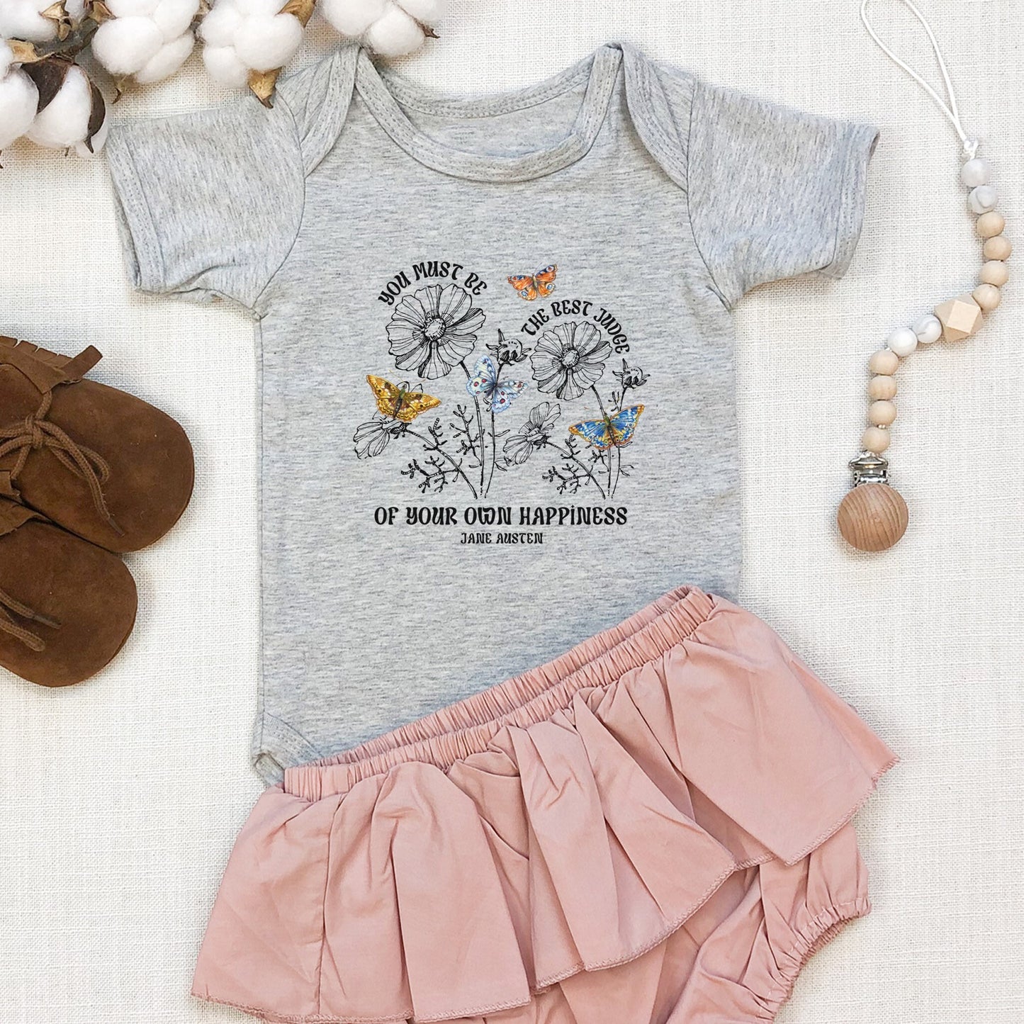 Jane Austen Baby Gifts, Jane Austen Bodysuit, Bookish Baby, Literary Baby, Cottagecore Baby Bodysuit, Butterfly Bodysuit, Baby Girl Clothes