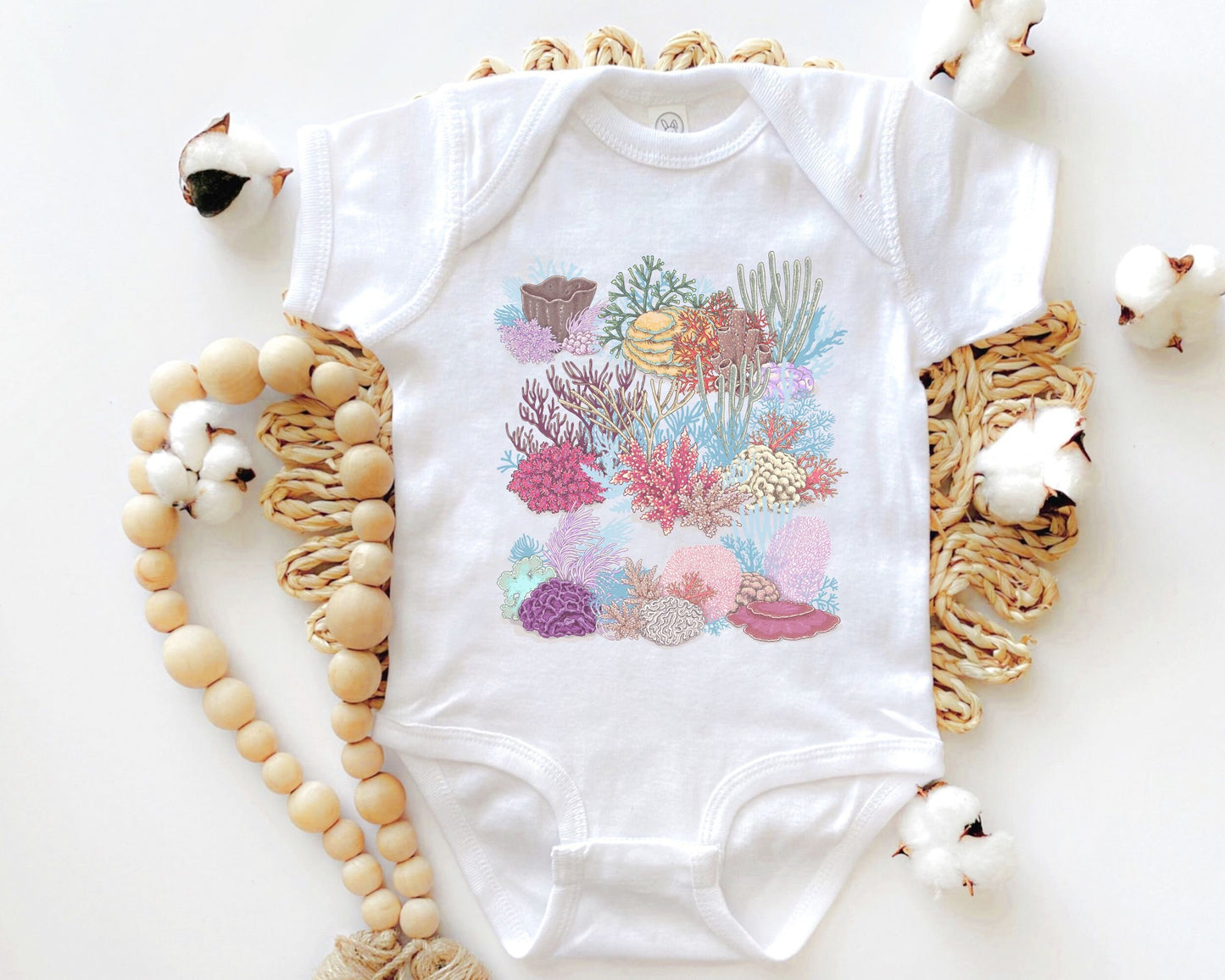 Coral Reef Baby Bodysuit Oceancore Baby Mermaidcore Bodysuit Ocean 1st Birthday Beach Bodysuit for Baby Mermaid Baby Shower Beachy Baby Gift
