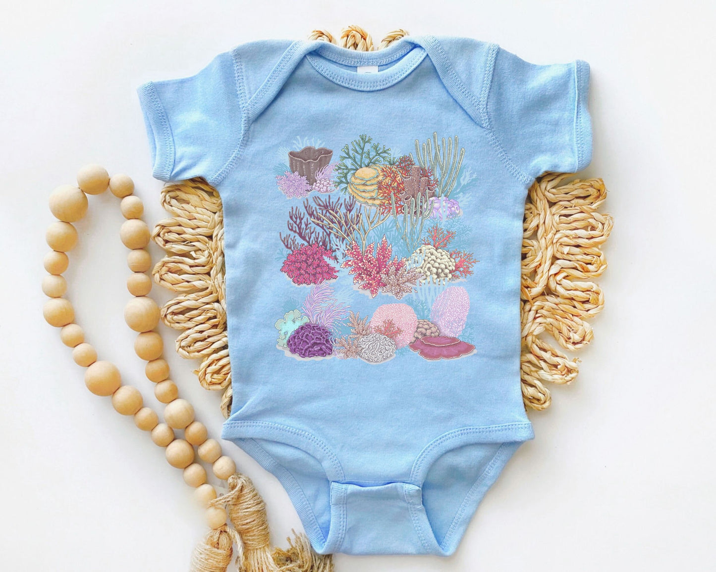 Coral Reef Baby Bodysuit Oceancore Baby Mermaidcore Bodysuit Ocean 1st Birthday Beach Bodysuit for Baby Mermaid Baby Shower Beachy Baby Gift