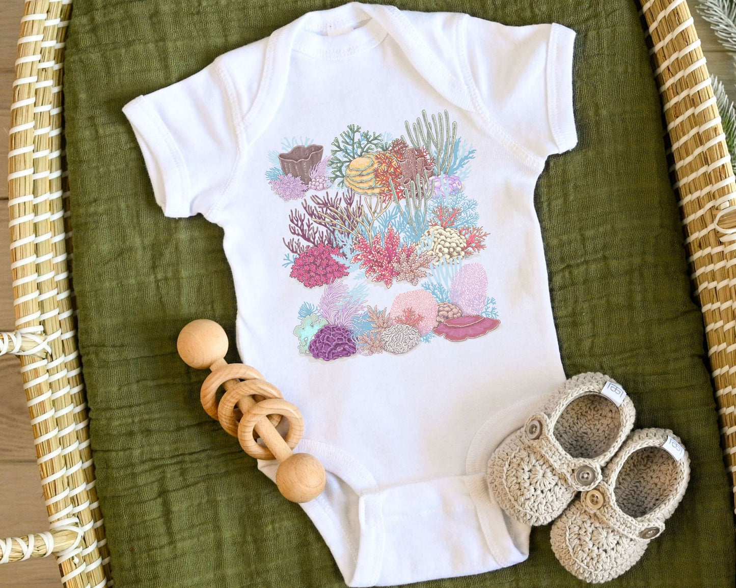 Coral Reef Baby Bodysuit Oceancore Baby Mermaidcore Bodysuit Ocean 1st Birthday Beach Bodysuit for Baby Mermaid Baby Shower Beachy Baby Gift