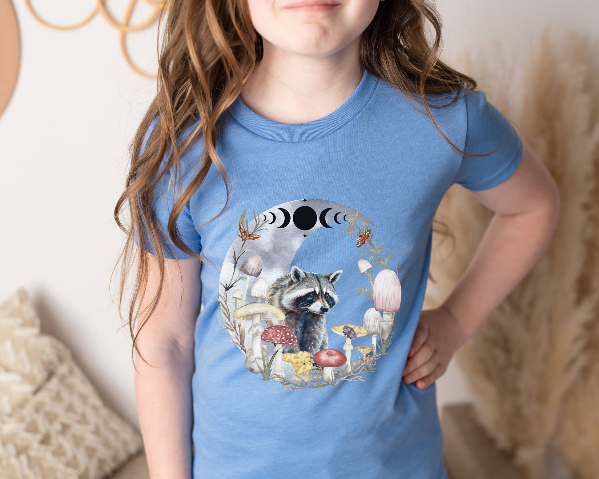 Raccoon Shirt For Kids Mushroom Shirt Goblincore Toddler Dark Cottagecore Shirt Kids Forestcore Shirt Racoon Shirt for Toddler Moon Phases