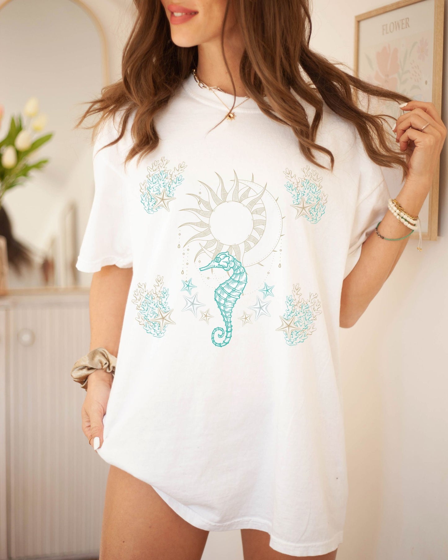 Sun and Moon Starfish Seahorse Comfort Colors® Shirt Oceancore Mermaidcore Ocean Inspired Clothes Mystical Ocean Shirt CrustaceanCore TShirt