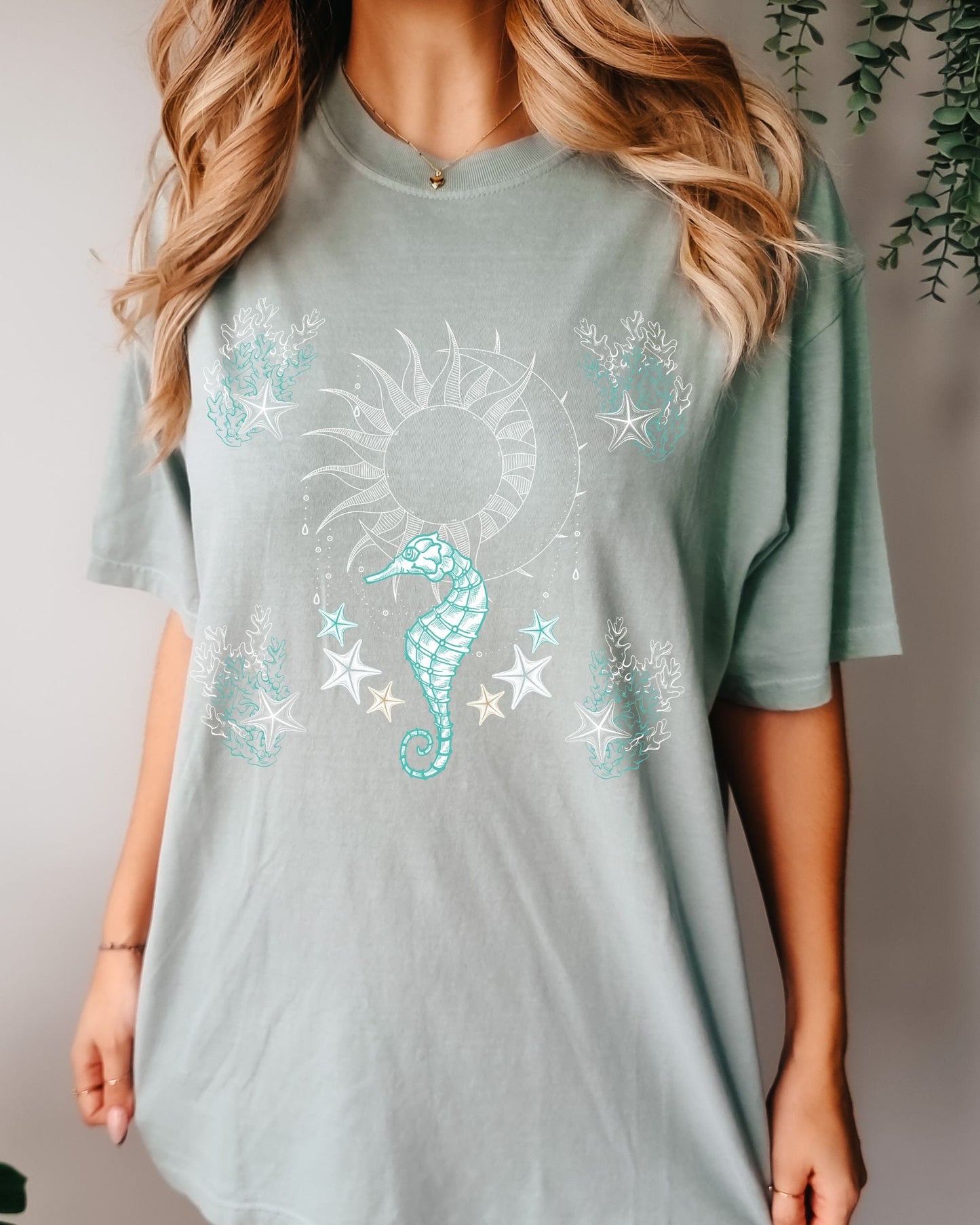 Sun and Moon Starfish Seahorse Comfort Colors® Shirt Oceancore Mermaidcore Ocean Inspired Clothes Mystical Ocean Shirt CrustaceanCore TShirt