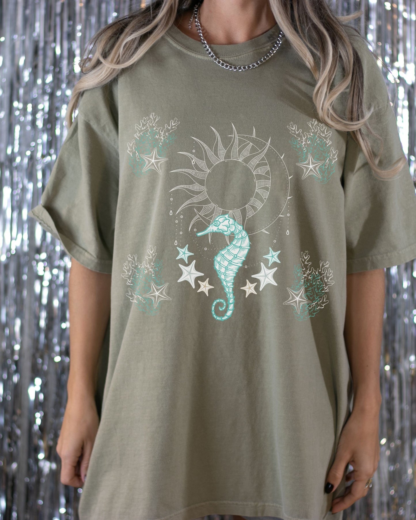 Sun and Moon Starfish Seahorse Comfort Colors® Shirt Oceancore Mermaidcore Ocean Inspired Clothes Mystical Ocean Shirt CrustaceanCore TShirt