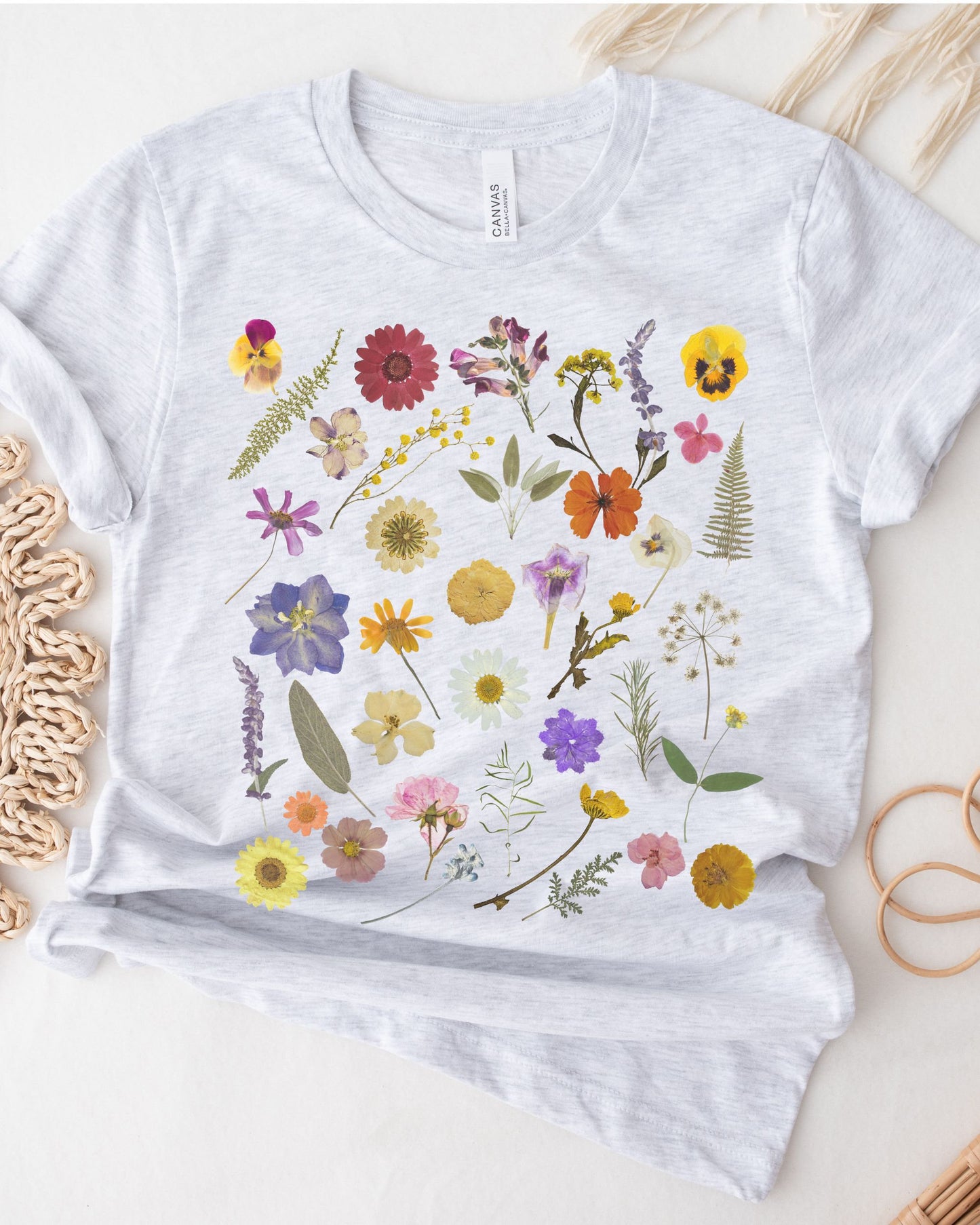 Pressed Flowers Shirt Wild Flowers Shirt Boho Wildflower Tshirt Cottagecore Clothes Fairycore Shirt Botanical Forestcore Cottage Core Shirt