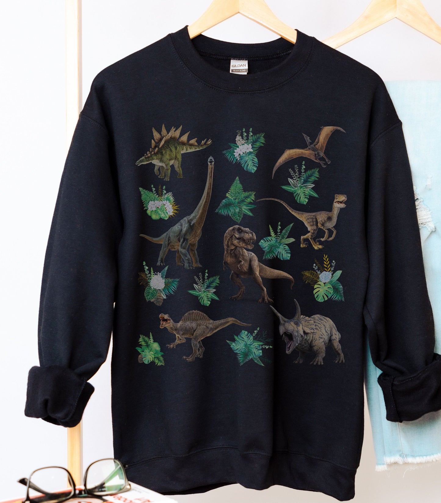 Dinosaur Sweatshirt Botanical Crewneck Sweatshirt Dinosaur Sweater Adult Dinosaur Shirt Cottagecore BOHO Dino Sweatshirt Mom Sweatshirt