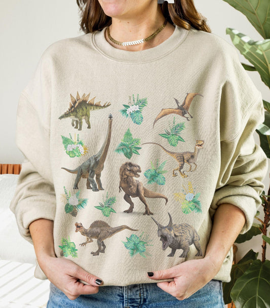 Dinosaur Sweatshirt Botanical Crewneck Sweatshirt Dinosaur Sweater Adult Dinosaur Shirt Cottagecore BOHO Dino Sweatshirt Mom Sweatshirt