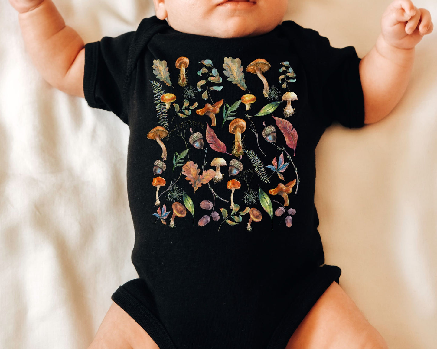 Mushroom Bodysuit Gender Neutral Baby Clothes Forestcore Naturecore Autumn Cottagecore Baby Clothes BOHO Baby Mushroom baby clothes