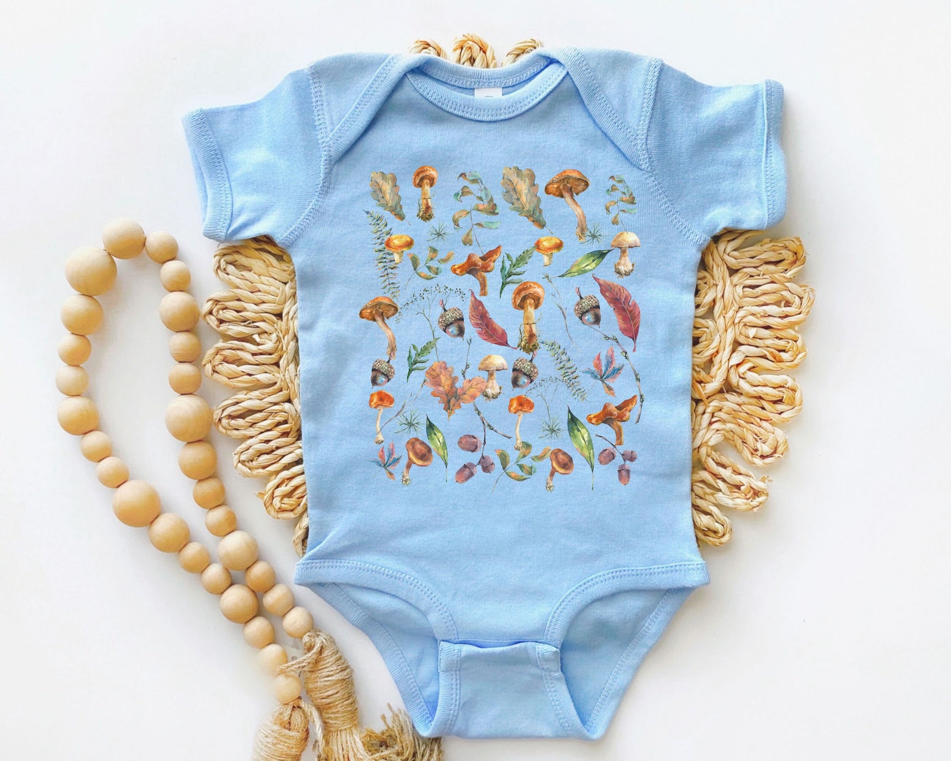 Mushroom Bodysuit Gender Neutral Baby Clothes Forestcore Naturecore Autumn Cottagecore Baby Clothes BOHO Baby Mushroom baby clothes