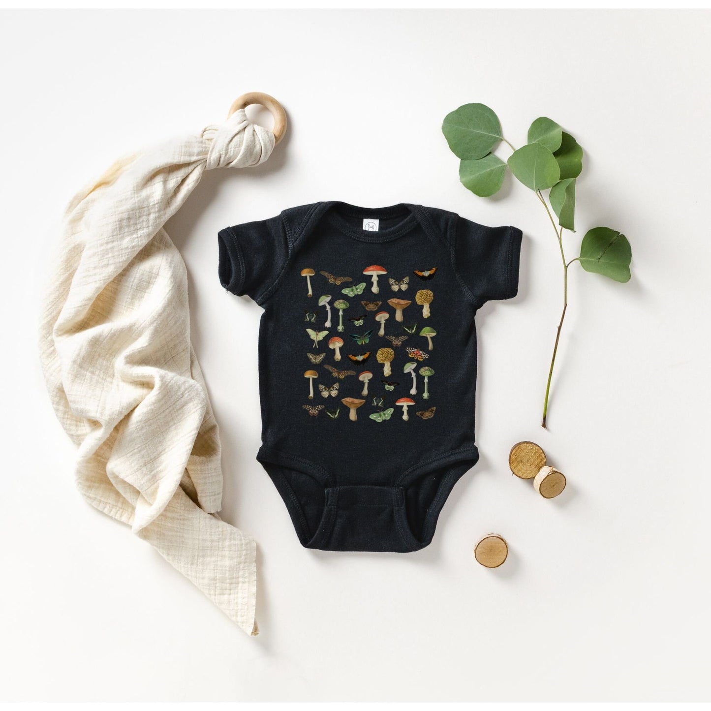 Mushroom Baby Bodysuit Butterfly Moth Cottagecore Baby Clothes Forest Baby Shower FairyCore Baby Party First Birthday Goblincore Tee
