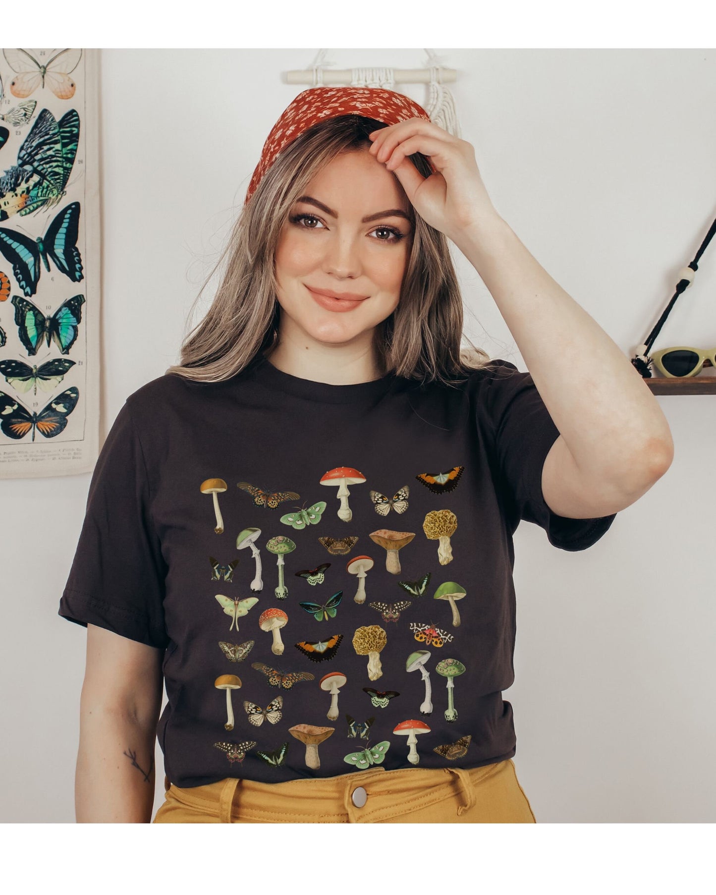 Moth Shirt Butterfly Tee Mushroom Tshirt Dark Cottagecore Clothes Fairycore Goblincore ForestCore Shirt Butterflies Tee Mom and Me Matching