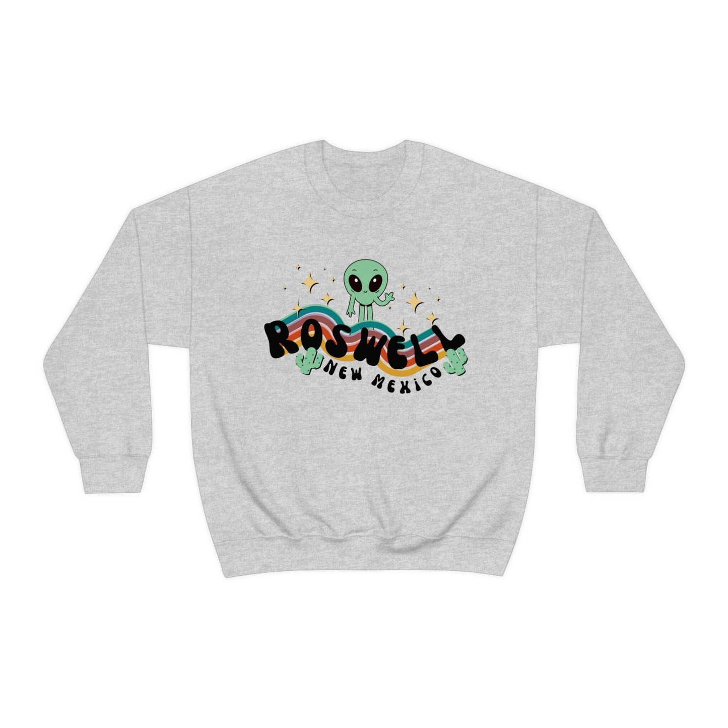 Retro Rainbow Alien Sweatshirt Roswell New Mexico Shirt Cryptozoology Shirt Space Travel Southwestern Sweatshirt Kawaii Cactus Sweatshirt