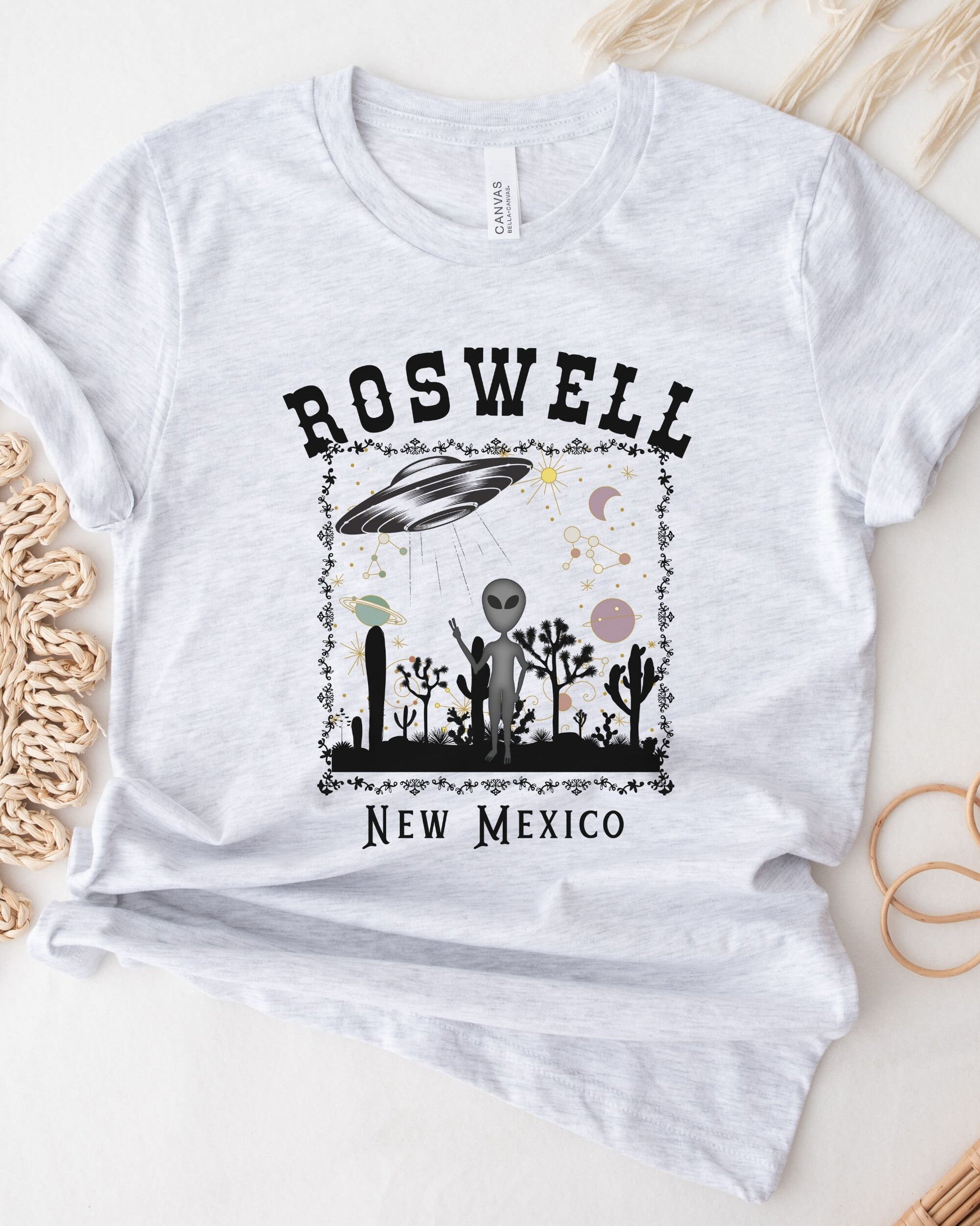 Alien Tshirt UFO Shirt Roswell New Mexico Cryptozoology Shirt Southwestern Shirt Western Graphic Tees Retro New Mexico Tee Cosmic Cowgirl