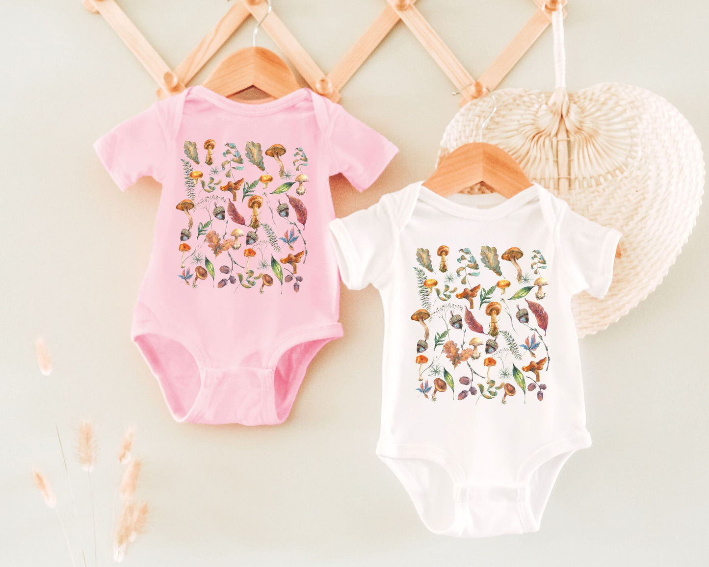 Mushroom Bodysuit Gender Neutral Baby Clothes Forestcore Naturecore Autumn Cottagecore Baby Clothes BOHO Baby Mushroom baby clothes