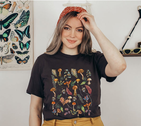 Fall Mushroom TShirt Fall Clothes Women Autumn Cottagecore Clothes Cottage Core Shirt Gobllincore Shirt BOHO Forestcore Tee FairyCore Shirt